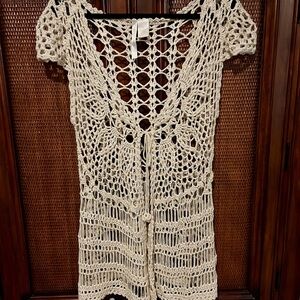 Chic Tan Crochet Swim Cover-Up
